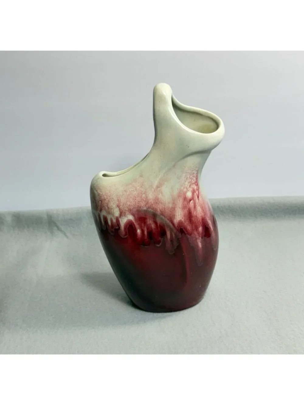 Vintage Red Wing Pottery Vase 1953 Anniversary Drip Glaze Oxblood Maroon B2317 - Picture 2 of 16